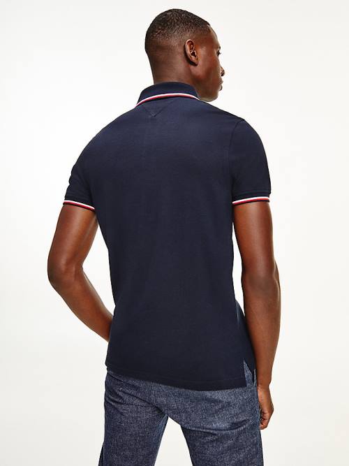 Muške Tommy Hilfiger Organic Cotton Slim Fit Polo Majice Plava | TH513LQX