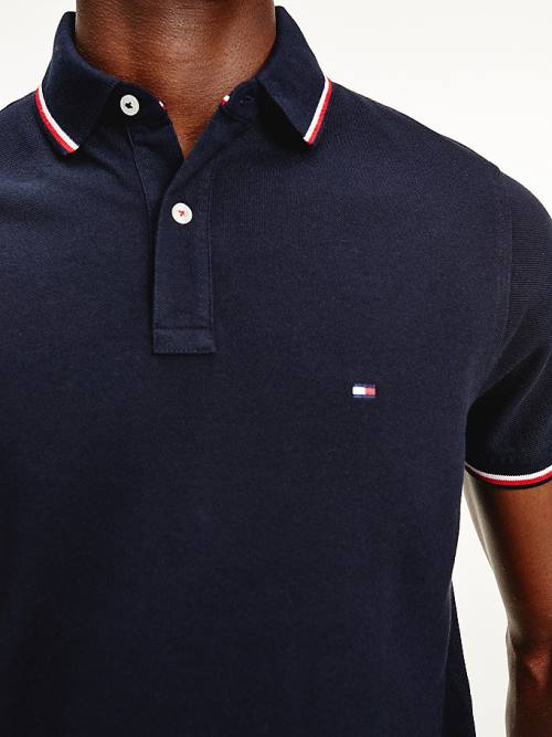 Muške Tommy Hilfiger Organic Cotton Slim Fit Polo Majice Plava | TH513LQX