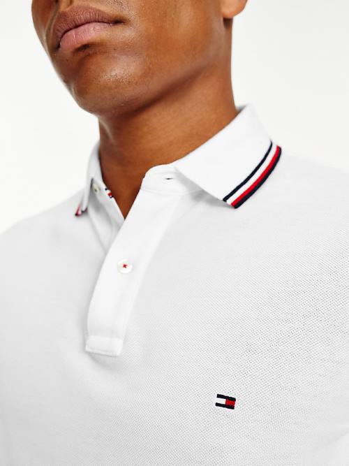 Muške Tommy Hilfiger Organic Cotton Slim Fit Polo Majice Bela | TH643KAD