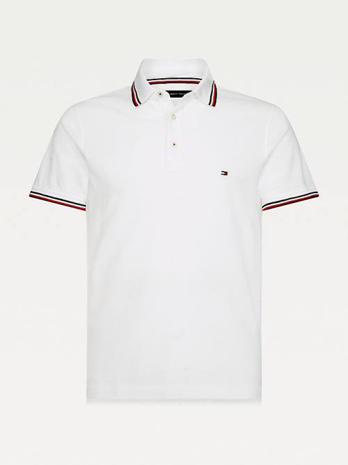 Muške Tommy Hilfiger Organic Cotton Slim Fit Polo Majice Bela | TH643KAD