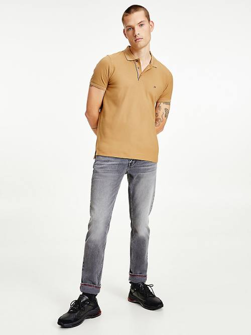 Muške Tommy Hilfiger Organic Cotton Slim Fit Polo Majice Braon | TH752UAW