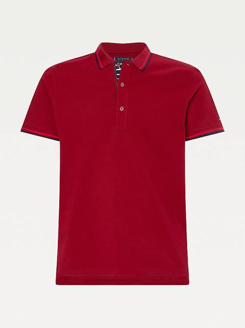 Muške Tommy Hilfiger Organic Cotton Tipped Slim Fit Polo Majice Crveni | TH065DUH