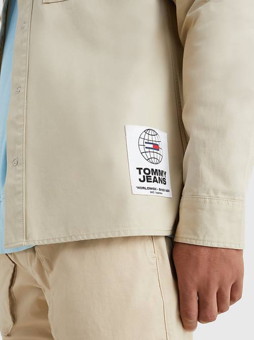 Muške Tommy Hilfiger Organic Cotton Twill Overshirt Košulje Bež | TH243WMI