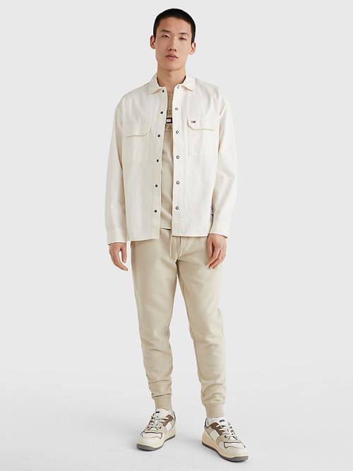 Muške Tommy Hilfiger Organic Cotton Twill Overshirt Košulje Bela | TH453DGC