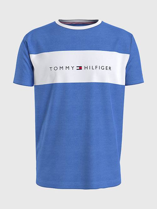 Muške Tommy Hilfiger Original Colour-Blocked Logo Pidžama Plava | TH310LHQ