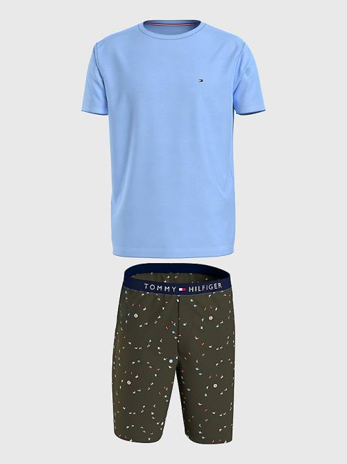 Muške Tommy Hilfiger Original Short Print Set Pidžama Plava | TH415GBU