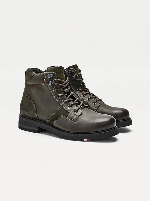 Muške Tommy Hilfiger Outdoor Mixed Panel Ankle Čizme Zeleno | TH426RSZ