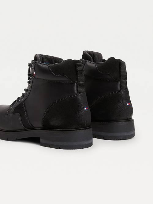 Muške Tommy Hilfiger Outdoor Mixed Panel Ankle Čizme Crna | TH651NOT