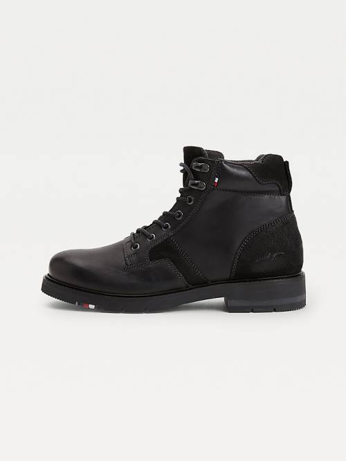 Muške Tommy Hilfiger Outdoor Mixed Panel Ankle Čizme Crna | TH651NOT