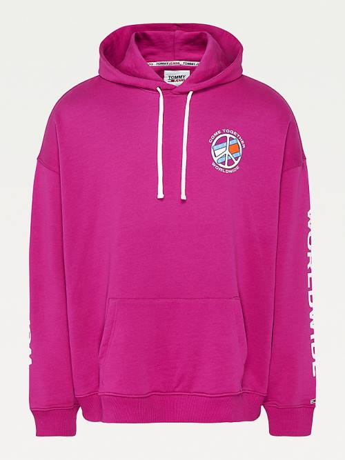 Muške Tommy Hilfiger Peace Logo Duks Hoodie Ljubičasta | TH598JBG