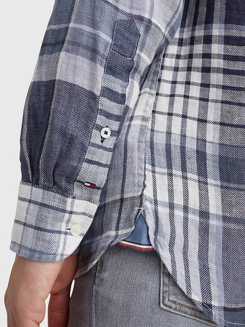 Muške Tommy Hilfiger Pigment Dyed Check Linen Košulje Plava | TH845FVM