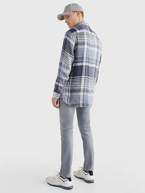 Muške Tommy Hilfiger Pigment Dyed Check Linen Košulje Plava | TH845FVM