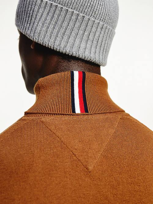 Muške Tommy Hilfiger Pima Cotton Cashmere Roll Neck Jumper Džemper Braon | TH249FES