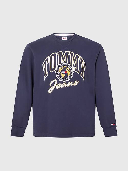 Muške Tommy Hilfiger Plus Archive Organic Cotton Varsity Duksevi Plava | TH459YJN