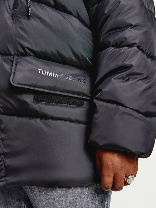 Muške Tommy Hilfiger Plus Asymmetrical Zip Puffer Jakna Crna | TH901MSR