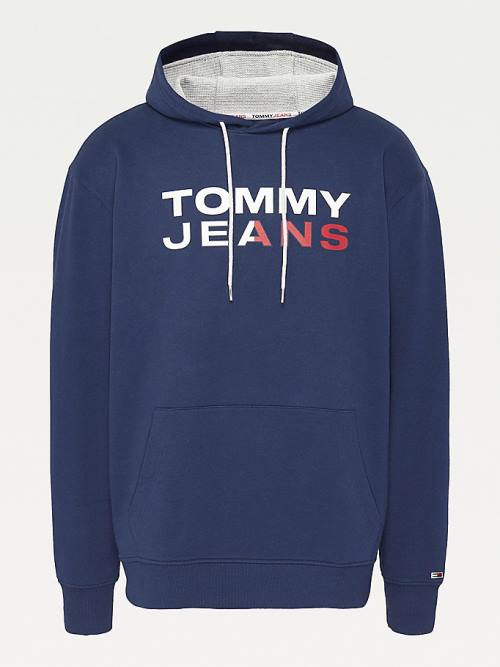 Muške Tommy Hilfiger Plus Essential Logo Duks Hoodie Plava | TH259FBG