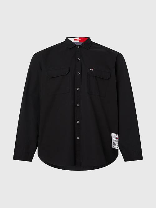 Muške Tommy Hilfiger Plus Organic Cotton Twill Overshirt Košulje Crna | TH623NWB