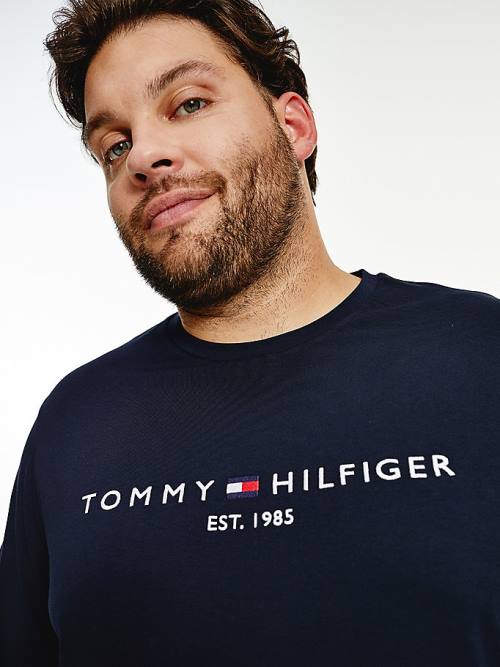 Muške Tommy Hilfiger Plus Organic Cotton Logo Majice Plava | TH918WNO