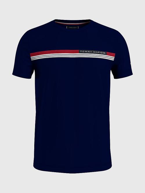 Muške Tommy Hilfiger Plus Signature Tape Majice Plava | TH738MET