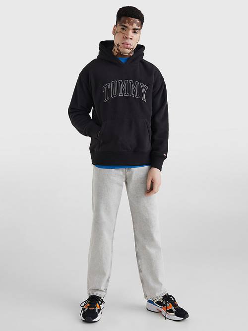 Muške Tommy Hilfiger Polar Fleece Relaxed Fit Duks Hoodie Crna | TH579KFV