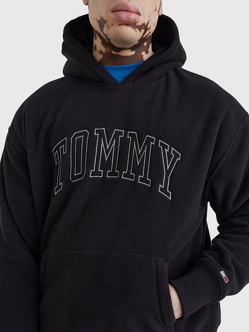 Muške Tommy Hilfiger Polar Fleece Relaxed Fit Duks Hoodie Crna | TH579KFV