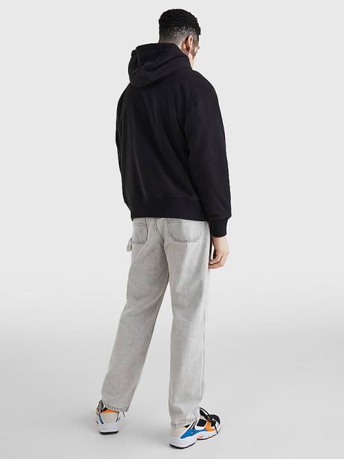 Muške Tommy Hilfiger Polar Fleece Relaxed Fit Duks Hoodie Crna | TH579KFV