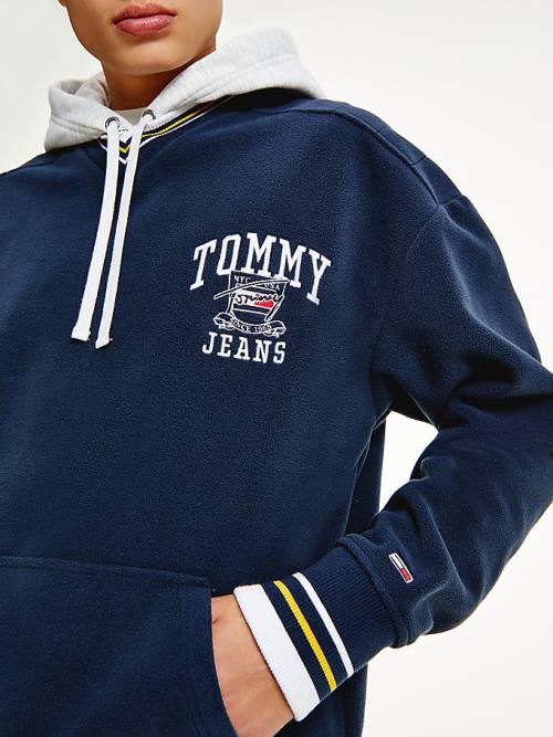 Muške Tommy Hilfiger Polar Fleece V-Neck Duks Hoodie Plava | TH137TWD