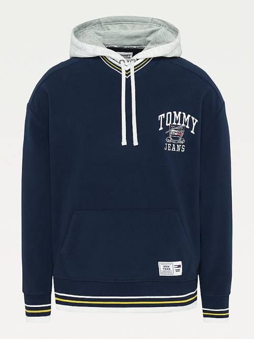 Muške Tommy Hilfiger Polar Fleece V-Neck Duks Hoodie Plava | TH137TWD