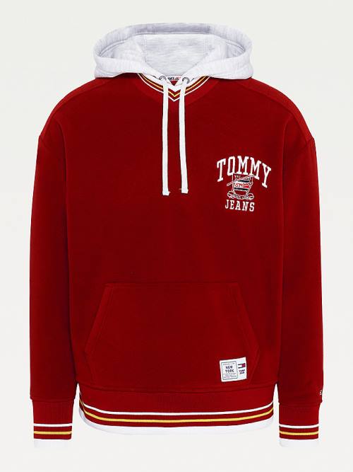 Muške Tommy Hilfiger Polar Fleece V-Neck Duks Hoodie Crveni | TH158HAF