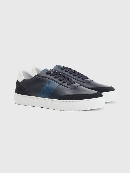 Muške Tommy Hilfiger Premium Leather Cupsole Patike Plava | TH750JMG