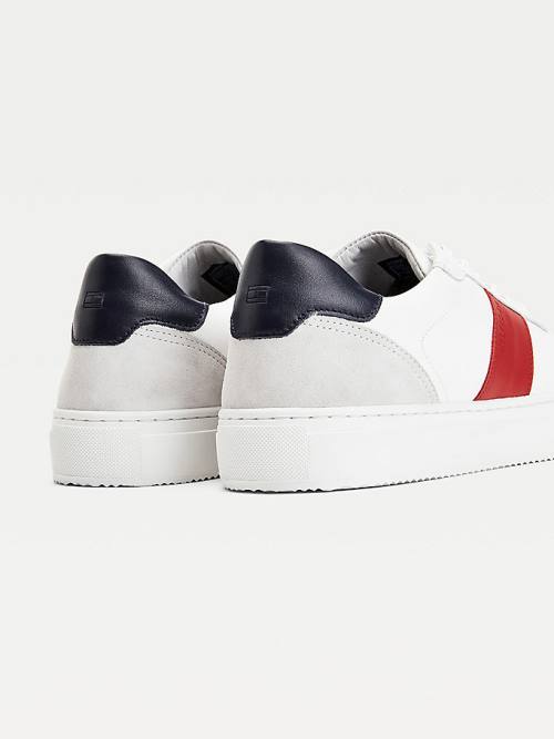 Muške Tommy Hilfiger Premium Leather Suede Cupsole Patike Bela | TH593CPV