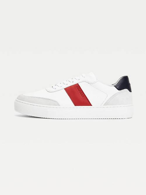 Muške Tommy Hilfiger Premium Leather Suede Cupsole Patike Bela | TH593CPV