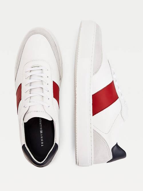 Muške Tommy Hilfiger Premium Leather Suede Cupsole Patike Bela | TH593CPV