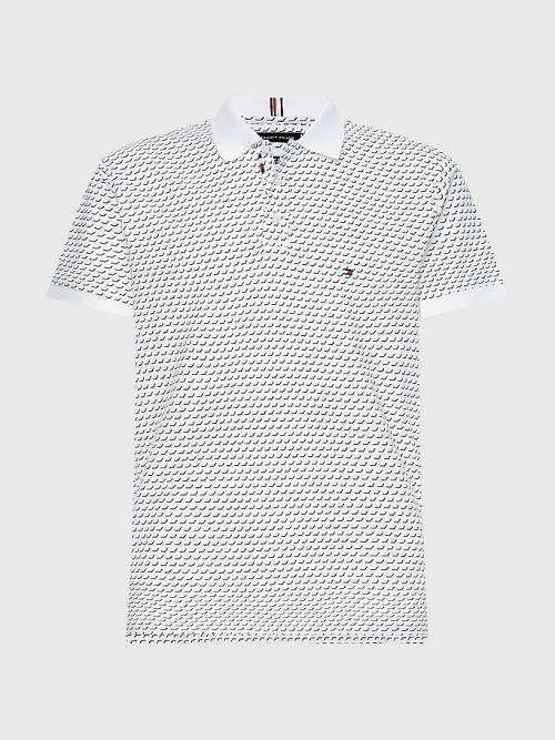 Muške Tommy Hilfiger Print Regular Fit Polo Majice Bela | TH016UME