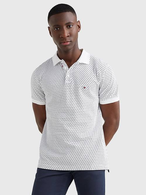 Muške Tommy Hilfiger Print Regular Fit Polo Majice Bela | TH016UME