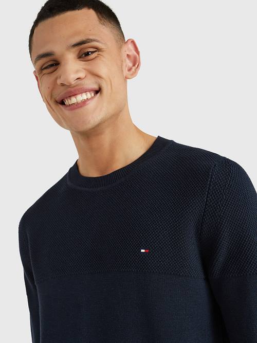 Muške Tommy Hilfiger Pure Supima Cotton Flag Embroidery Jumper Džemper Plava | TH127HYT