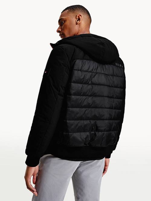 Muške Tommy Hilfiger Quilted Panel Hooded Jakna Crna | TH901SHP