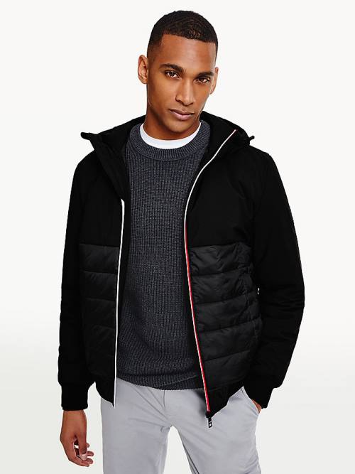 Muške Tommy Hilfiger Quilted Panel Hooded Jakna Crna | TH901SHP