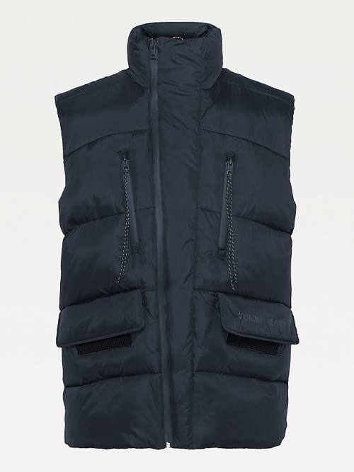 Muške Tommy Hilfiger Recycled Asymmetric Down Vest Jakna Crna | TH019TQJ