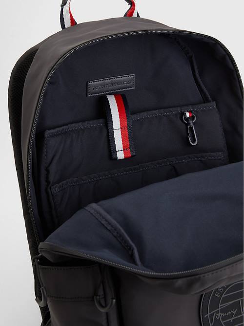 Muške Tommy Hilfiger Recycled Polyester Signature Logo Backpack Torbe Crna | TH653MZC