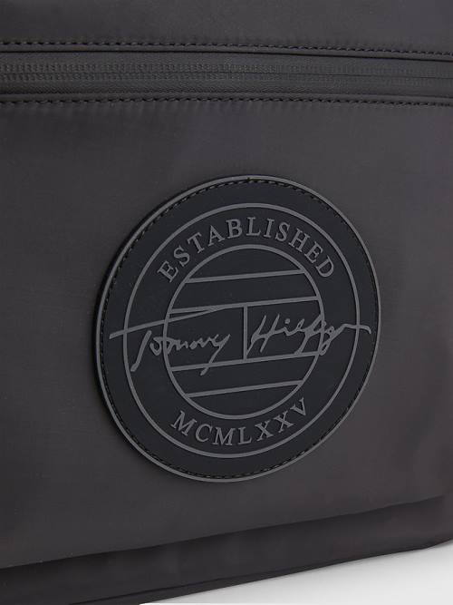 Muške Tommy Hilfiger Recycled Polyester Signature Logo Backpack Torbe Crna | TH653MZC