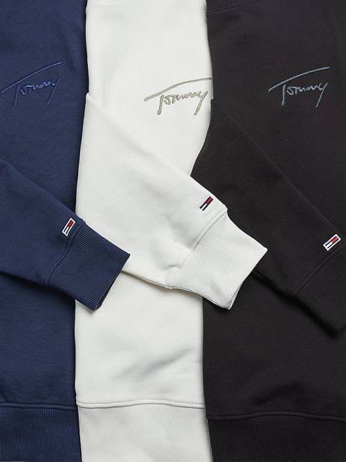 Muške Tommy Hilfiger Recycled Signature Logo Relaxed Duksevi Crna | TH593IFP