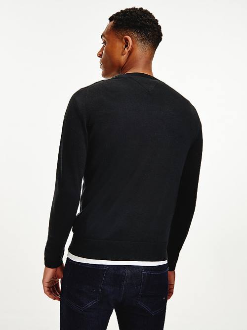 Muške Tommy Hilfiger Regular Fit Crew Neck Jumper Džemper Crna | TH260NWO