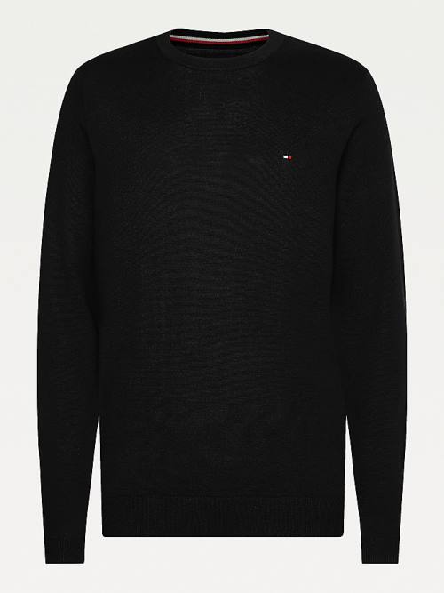 Muške Tommy Hilfiger Regular Fit Crew Neck Jumper Džemper Crna | TH260NWO