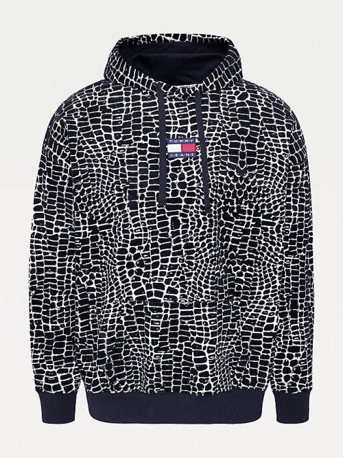 Muške Tommy Hilfiger Reptile Print Duks Hoodie Bela | TH356XQM