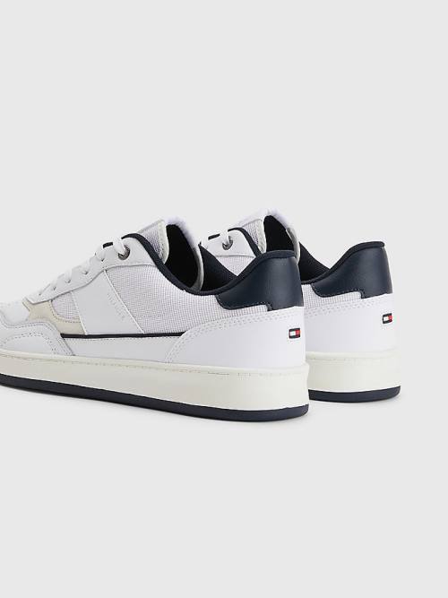 Muške Tommy Hilfiger Retro Court Cupsole Mixed Patike Bela | TH912ZNM