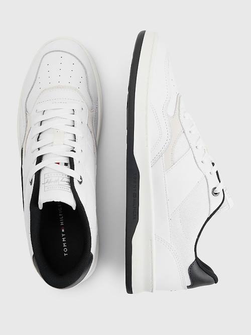 Muške Tommy Hilfiger Retro Court Cupsole Mixed Patike Bela | TH912ZNM