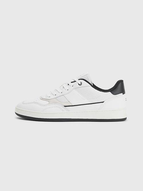 Muške Tommy Hilfiger Retro Court Cupsole Mixed Patike Bela | TH912ZNM