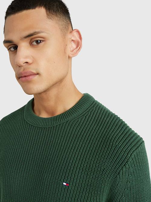 Muške Tommy Hilfiger Ribbed Crew Neck Relaxed Fit Jumper Džemper Zeleno | TH362TFQ