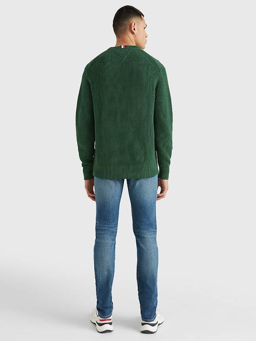 Muške Tommy Hilfiger Ribbed Crew Neck Relaxed Fit Jumper Džemper Zeleno | TH362TFQ